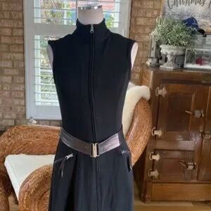 Joseph Ribkoff Black Zip Front Belted Dress NWT Size 12